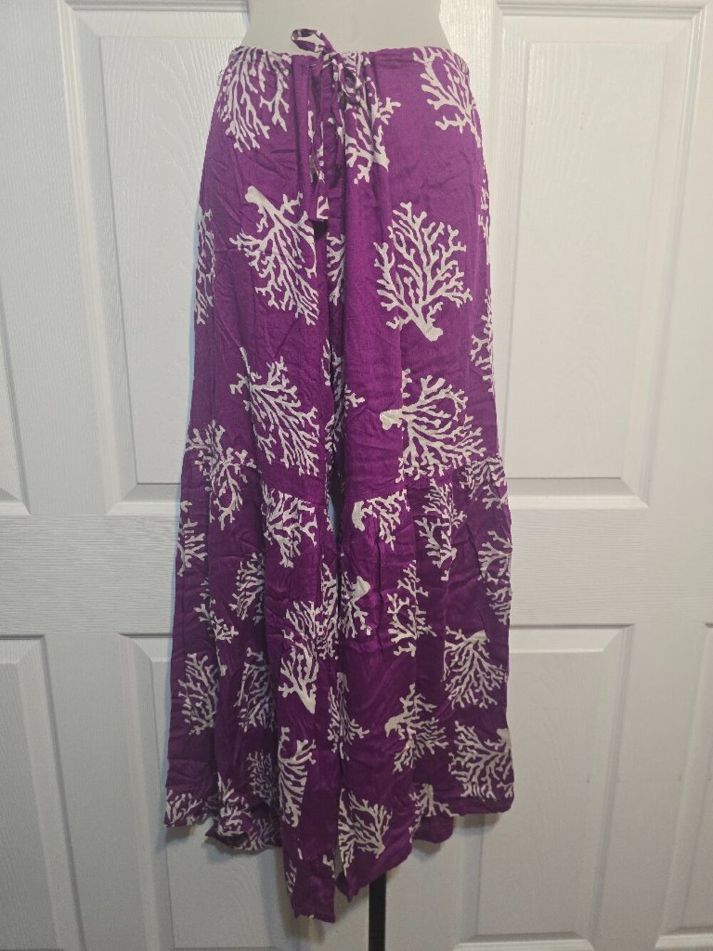 Celina 100% Rayon Drawstring Palazzo Pants Purple Coastal Beachy